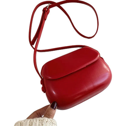 Women Small Shell Leather Crossbody Bag | Messenger Bag Red