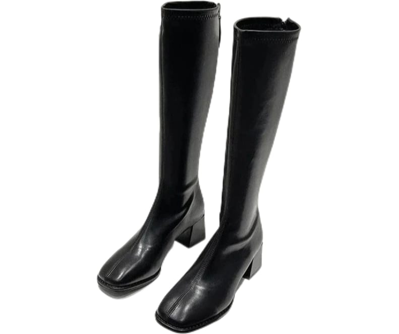 Women Leather Long Boots | Knee High black