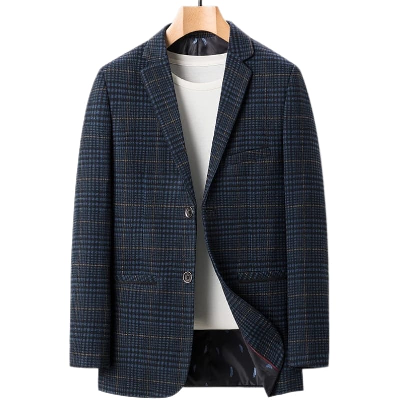 Men British Style Casual Blazer | Premium Plaid Blazer blue