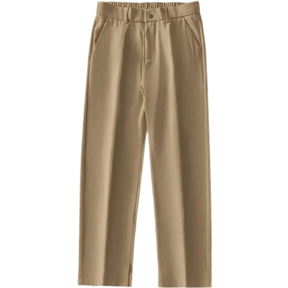 Men’s Classic Soft Pants | Straight Loose Drape Trousers | Breathable Material Khaki