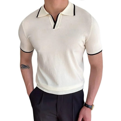 Classic Men’s Golf Polo Cotton Shirt | Casual Short Sleeve Pullover White