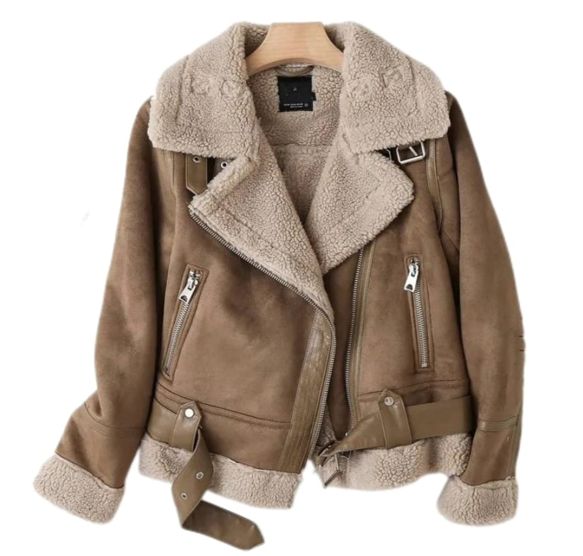 Women Brown Vintage Fur Jacket | Lapel Long Sleeves Winter Outwear BROWN