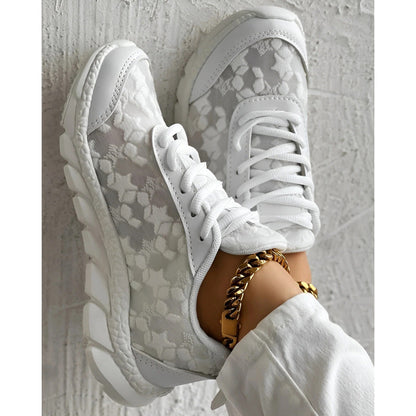 Bianca | Women's Lace Overlay Lace-Up Chunky Sole Fashion Sneakers