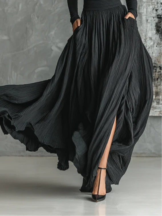 Quinn™ | Skinny Turtleneck T-shirt Pleated Skirt Set