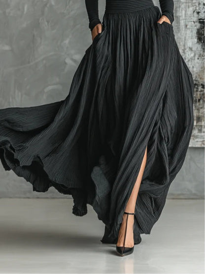 Quinn™ | Skinny Turtleneck T-shirt Pleated Skirt Set