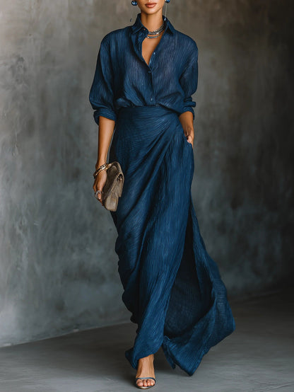 Lucille™ | Elegant Shirt & Long Skirt Set