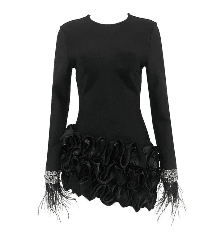 ZURI Long Sleeve Flowers Mini Bandage Dress