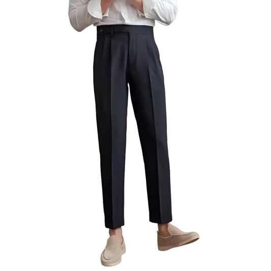 Men Vintage High Waisted Pleated Pants
