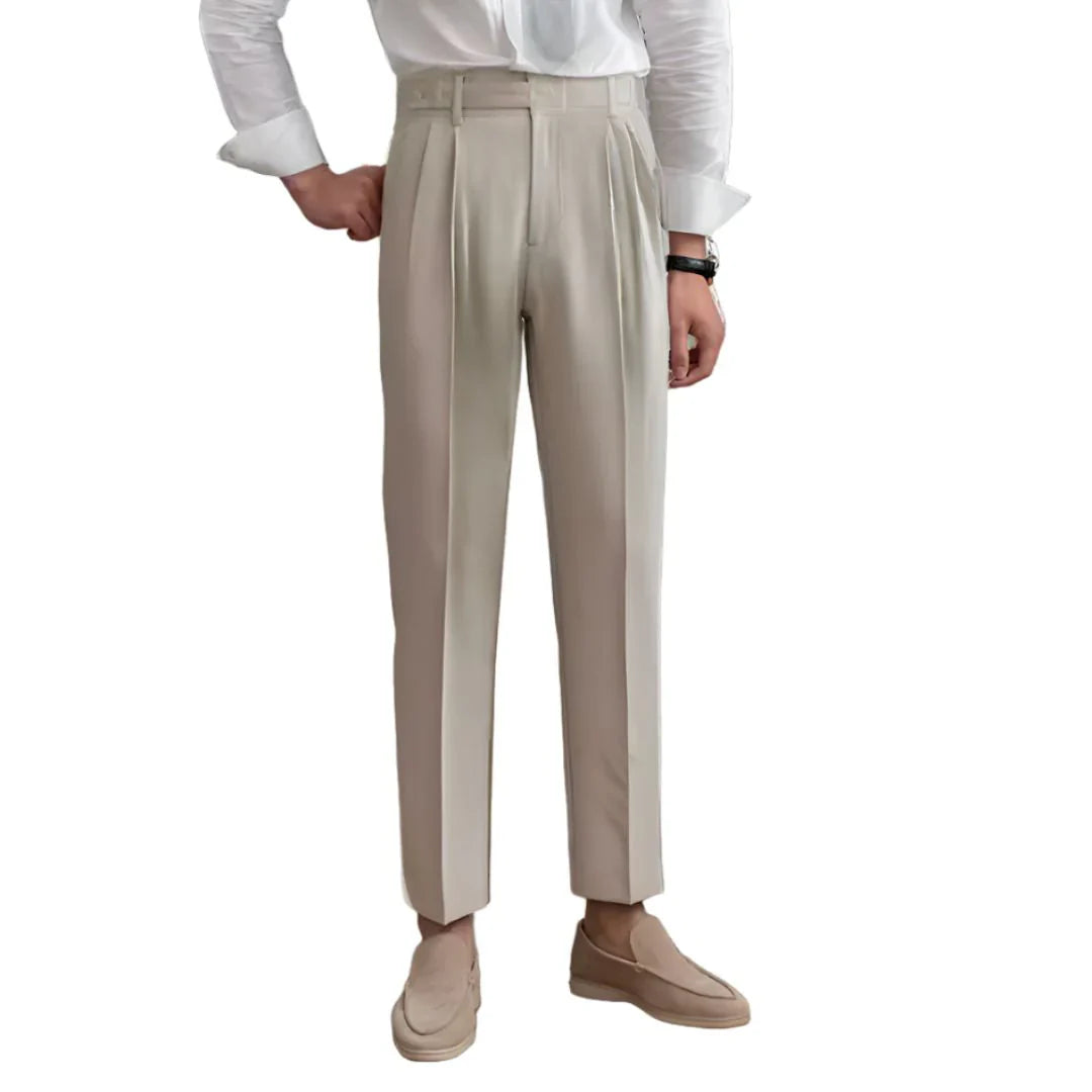 Men Vintage High Waisted Pleated Pants