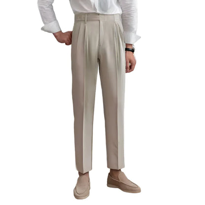 Men Vintage High Waisted Pleated Pants