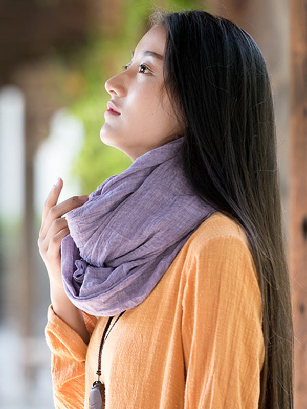 8 Colors Vintage Solid Color Ramie Cotton Shawl Scarf