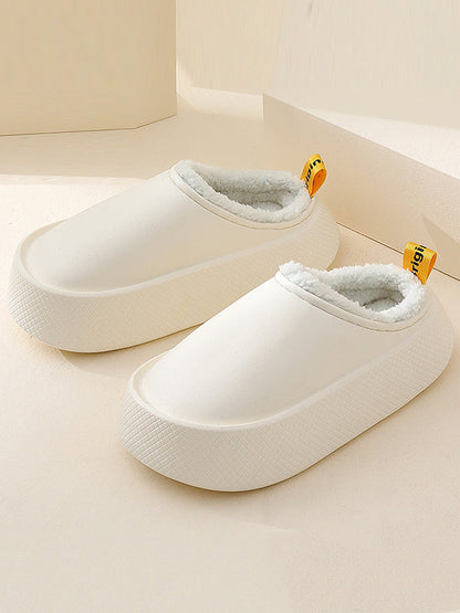Home Non-Slip Keep Warm Velvet Waterproof Solid Color Slippers