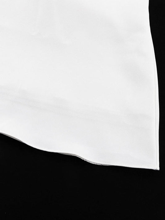 Flared Sleeves Skinny Gauze Pleated See-Through Solid Color Split-Joint Square-Neck Maxi Dresses