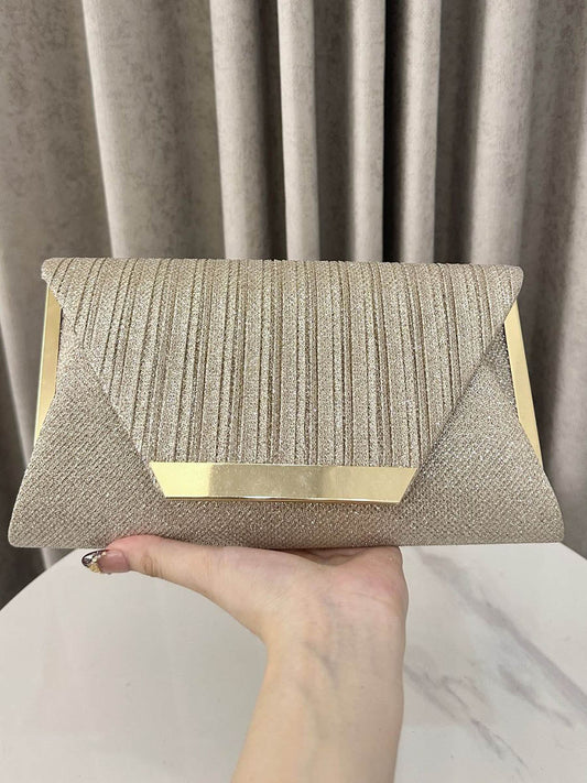 Chains Geometric Pleated Shiny Crossbody Bags Evening Bags & Clutches Mini Bags