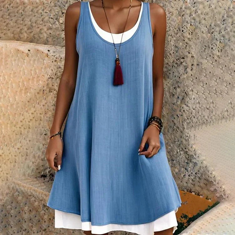 Tessa | Women's Sleeveless Scoop Neck Layered Mini Dress