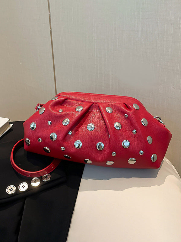 Pleated Rivet Split-Joint Mini Bags Shoulder Bags