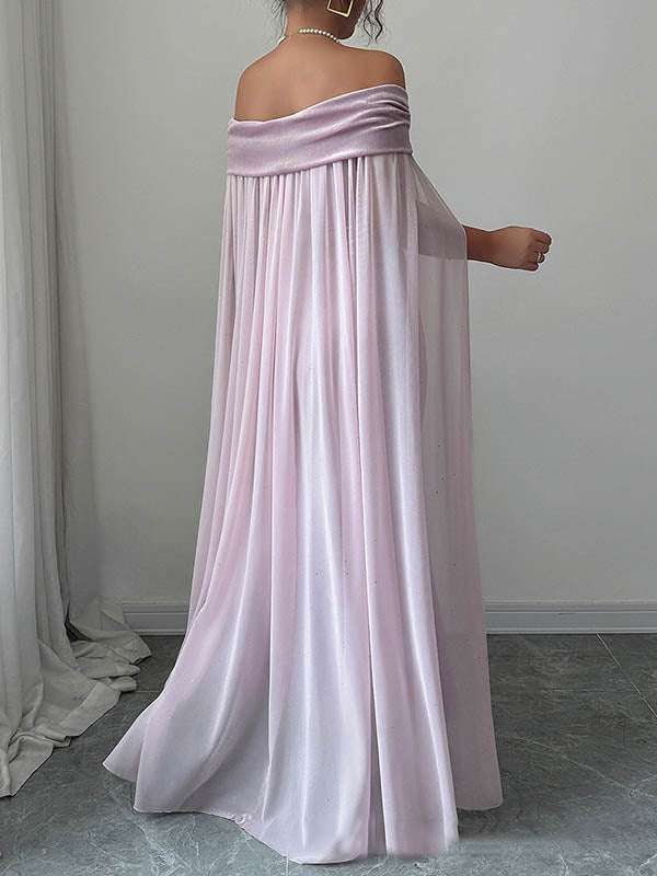Bodycon Cape Solid Color Velvet Off-the-shoulder Midi Dresses