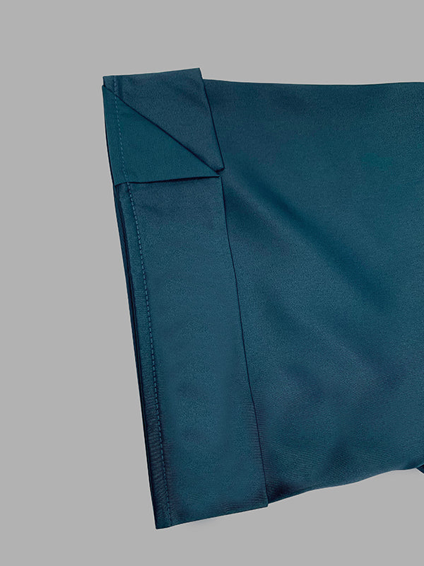 Long Sleeves Loose Color-Block Contrast Color Drawstring Elasticity V-Neck Blouses&Shirts Tops