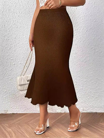 High Waisted Loose Elasticity Solid Color Skirts