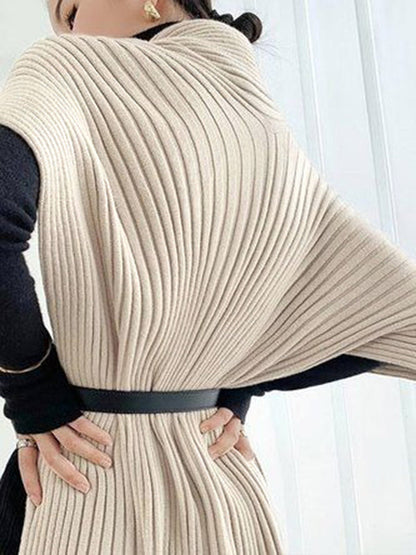 Loose Asymmetric Solid Color Split-Joint High Neck Sweater Tops