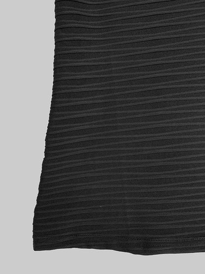 Long Sleeves Skinny Pleated Solid Color Split-Joint High Neck T-Shirts