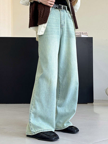 High Waisted Loose No Belt Pockets Jean Pants Bottoms