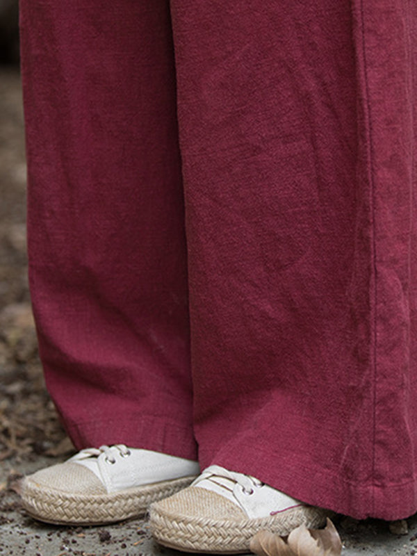 Elastische, einfarbige Hose mit weitem Bein 