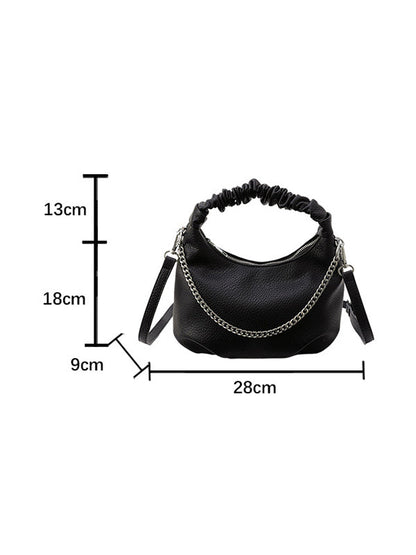 Chains Pleated Solid Color Zipper Crossbody Bags Handbags