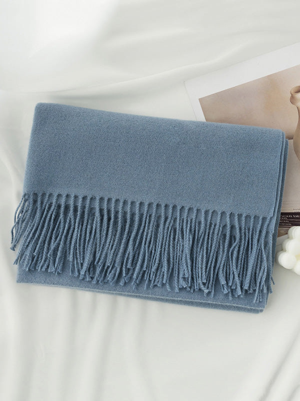 Keep Warm Solid Color Tasseled Shawl&Scarf One_size