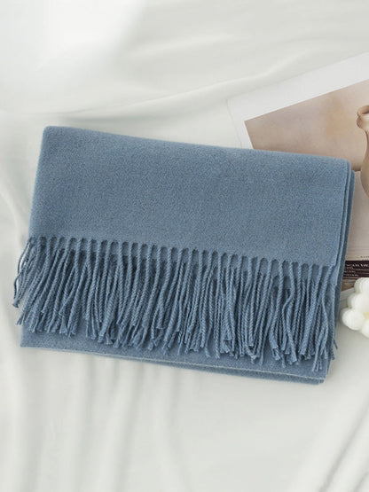 Keep Warm Solid Color Tasseled Shawl&Scarf One_size