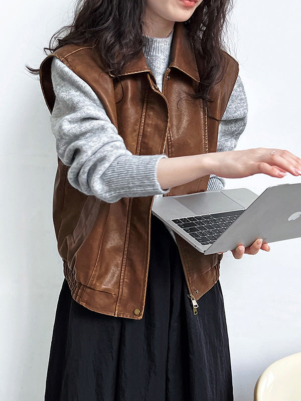 Lange Ärmel, locker, einfarbig, mit Reißverschluss, Stehkragen, Pullover, Oberteile 