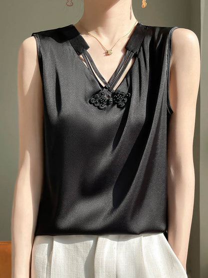 Loose Plus Size Solid Color V-Neck Vest Top