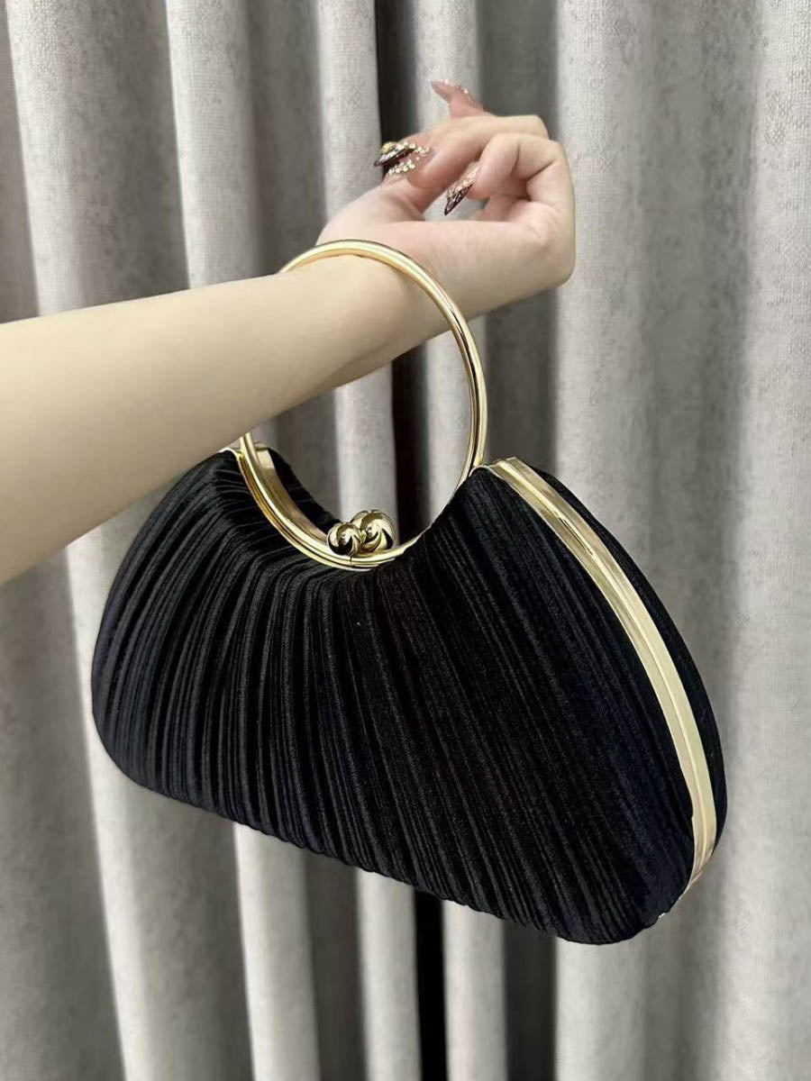 Chains Lock Pleated Crossbody Bags Evening Bags & Clutches