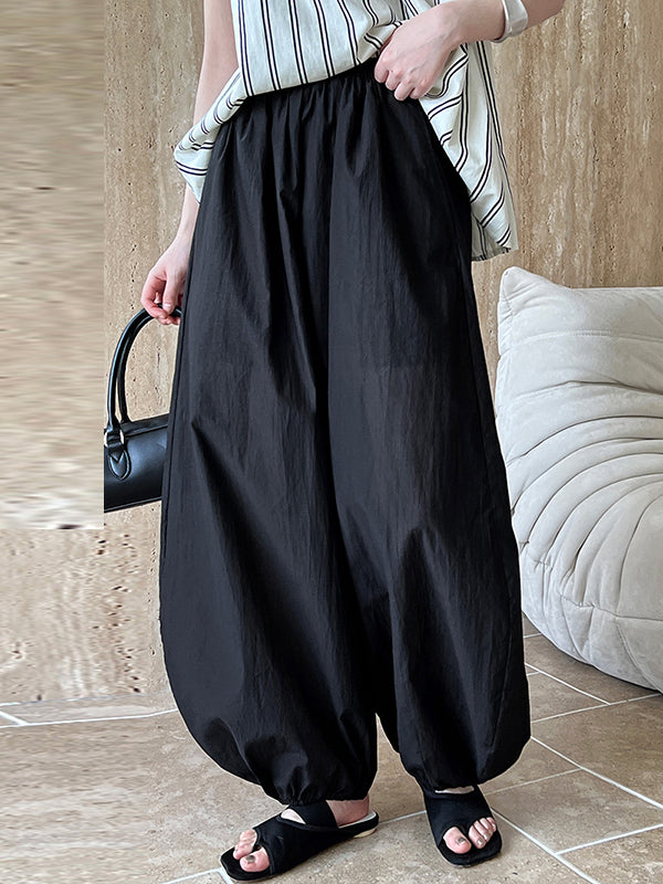 Haremshose mit hoher Taille, Elastizität, einfarbig, Hose mit geteiltem Gelenk 