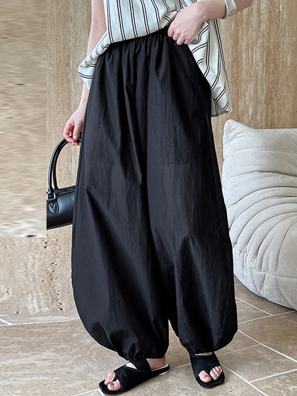 Haremshose mit hoher Taille, Elastizität, einfarbig, Hose mit geteiltem Gelenk 