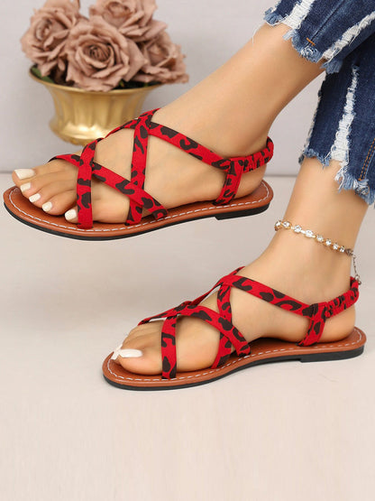 Leopard Open Toe Straps Sandals