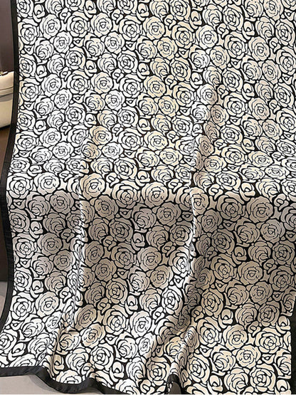 Chic Rose Print Silk Imitation Warm Shawl&Scarf