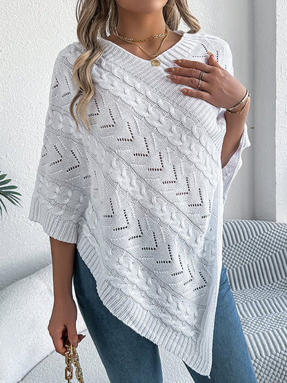 Half Sleeves Loose Solid Color V-Neck Cape