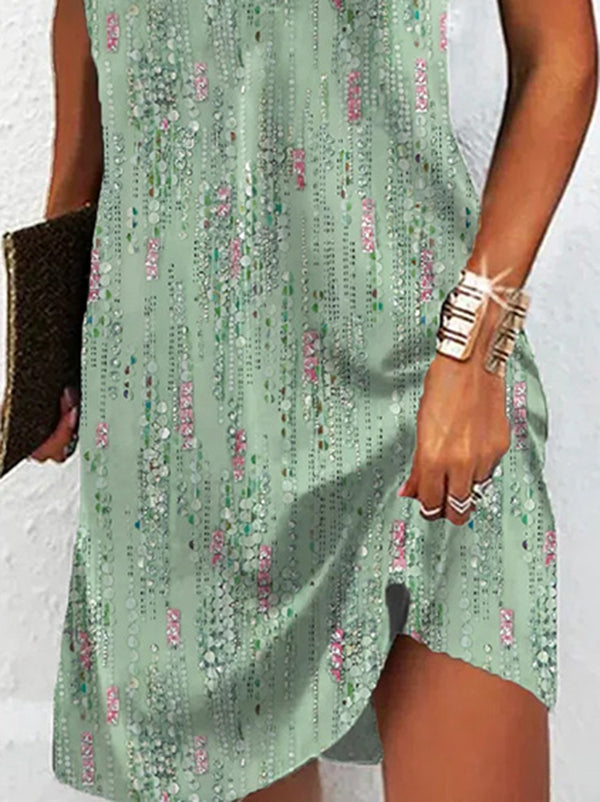 Lockere, bedruckte Minikleider mit geteiltem V-Ausschnitt in Übergröße 