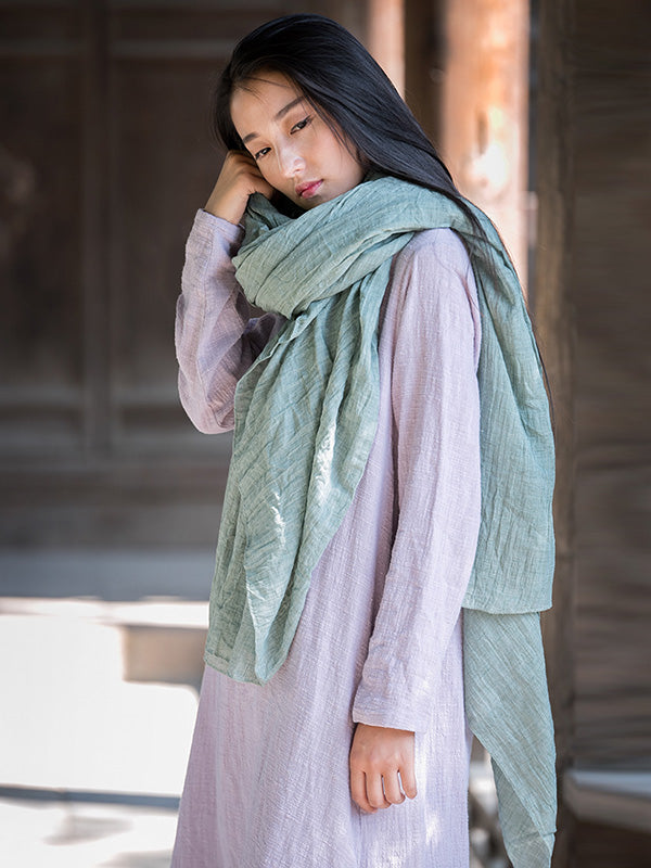 8 Colors Vintage Solid Color Ramie Cotton Shawl Scarf