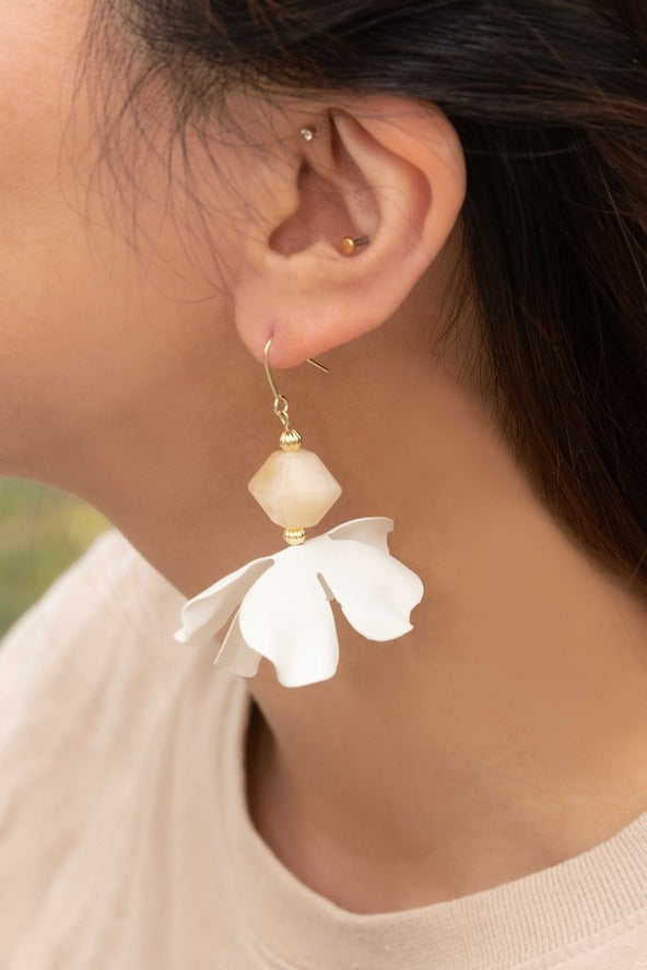 White Snowdrop Hook Earrings