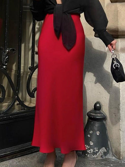 Mermaid Solid Color Zipper Skirts Bottoms