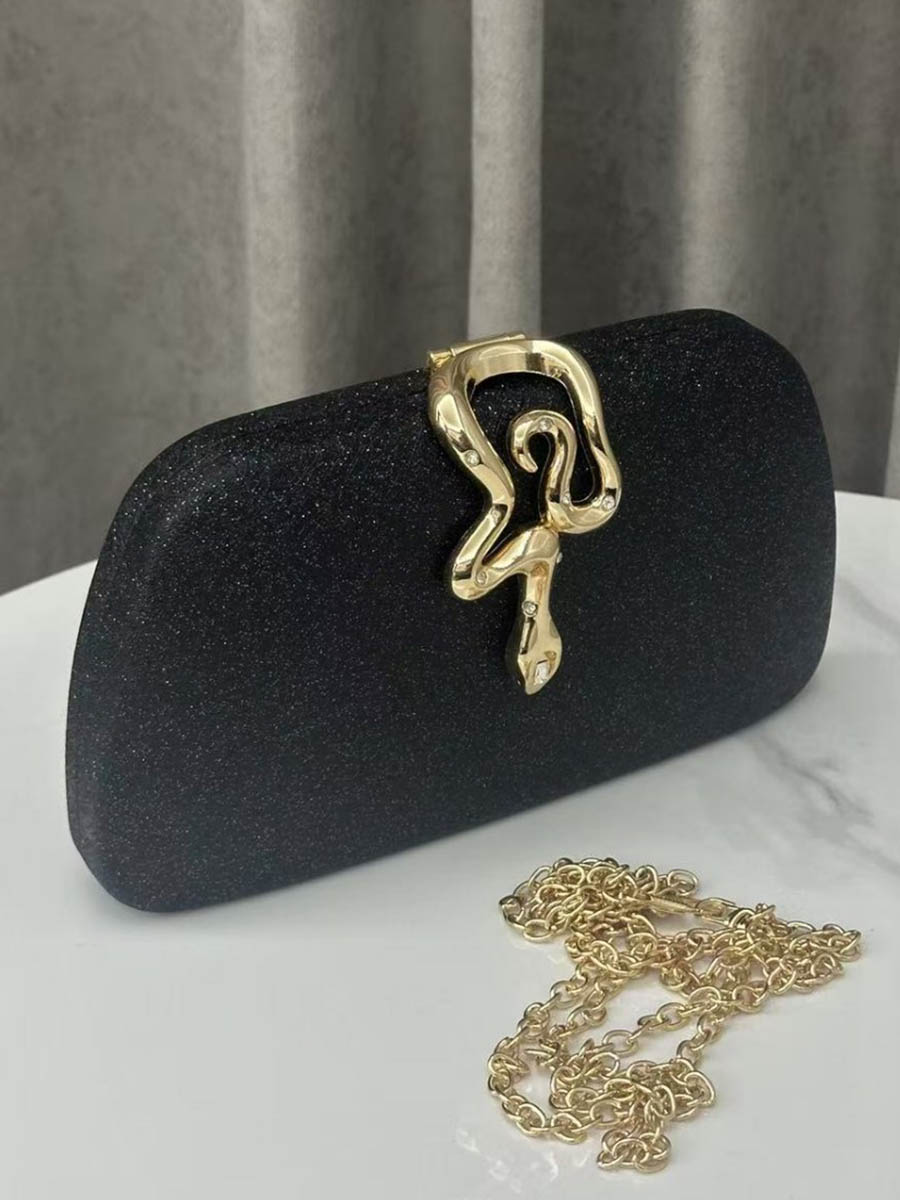 Irregularity Chains Lock Shiny Crossbody Bags Evening Bags Clutches