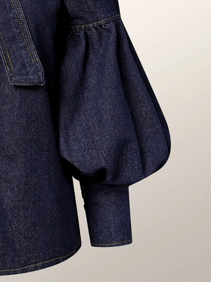 Tied Split-Joint Buttoned Bow-Embellished Puff Sleeves Long Sleeves High Neck Blouses&shirts Tops
