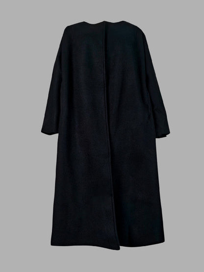 Long Sleeves Loose Solid Color Collarless Woolen Coat