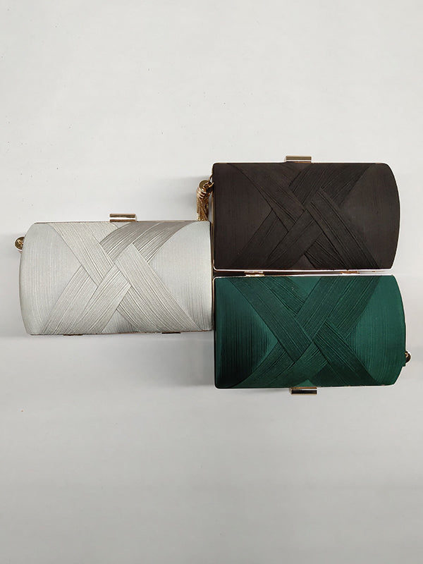 Sacs à main de banquet à pompons de couleur contrastée avec chaînes 