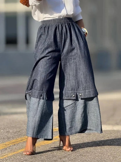 Loose Wide Leg Elasticity Jean Pants Bottoms Trousers