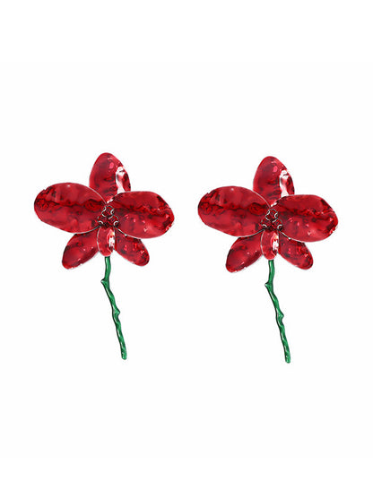 Flower Shape Rhinestone Shiny Earrings Accessories