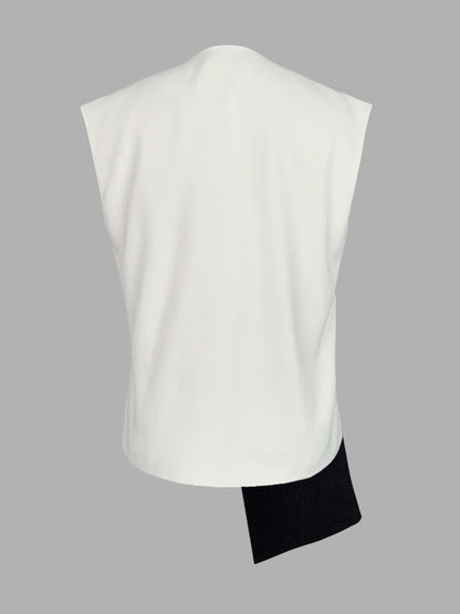 Loose Sleeveless Asymmetric Contrast Color V-Neck Vest Top