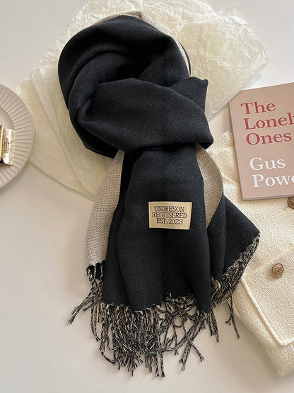 Keep Warm Tasseled Shawl&Scarf DEEP KHAKI One_size
